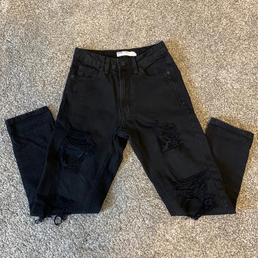 Distressed Black Mom Jeans
